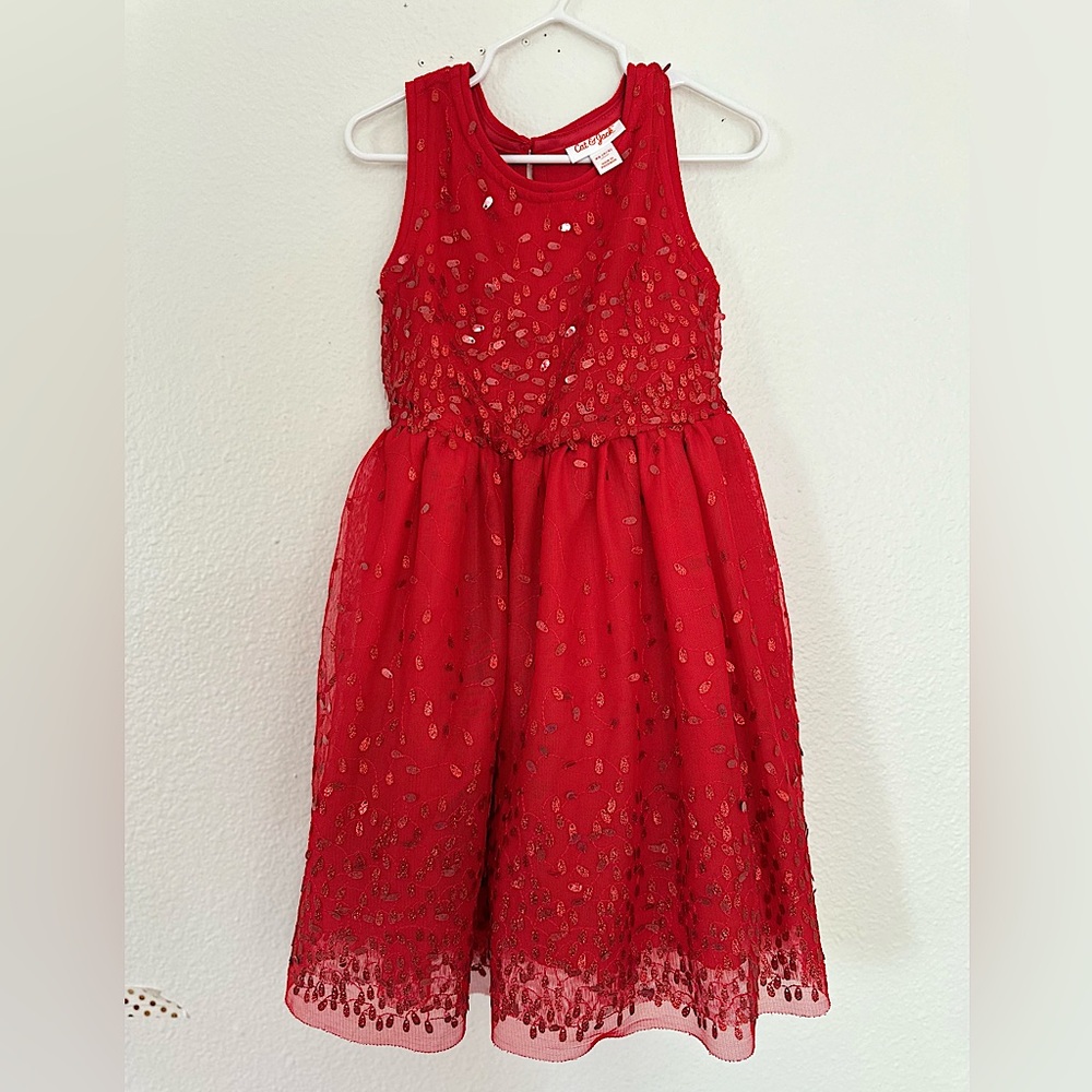 Girls red party dress 4-5 years